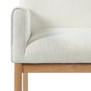 English Elm Modern Upholstered Arm Dining Chair Set Rubberwood Legs Foam Padded High Back Beige,Natural N768P396376N