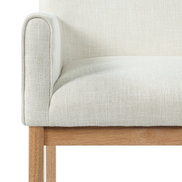 English Elm Modern Upholstered Arm Dining Chair Set Rubberwood Legs Foam Padded High Back Beige,Natural N768P396376N