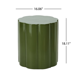 English Elm High-gloss Sculptural Outdoor Side Table Mgo Weather Resistant Patio Accent Green N768P371797G