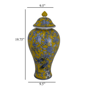 English Elm Avery Sculptural Ceramic Vase with Spiral Ribbed Texture for Modern Home Decor Blue+Yellow B056P416931