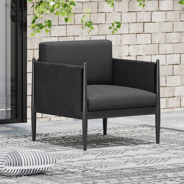 English Elm Christopher Knight Home® - DAWSON Club Chair Dark Grey Aluminum Frame, Water-Resistant Cushions, UV & Rust-Resistant Design 73761.00BLK