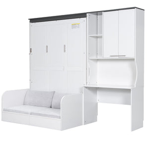 English Elm Multi-Functional Murphy Bed With Sofa, Desk & Storage – Stylish Space-Saving Design For Modern Living N7090000605K