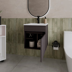 English Elm Newell Black Vanity Sink Cabinet with Shelves and Large Storage, Durable Engineered Wood Finish B092P360644