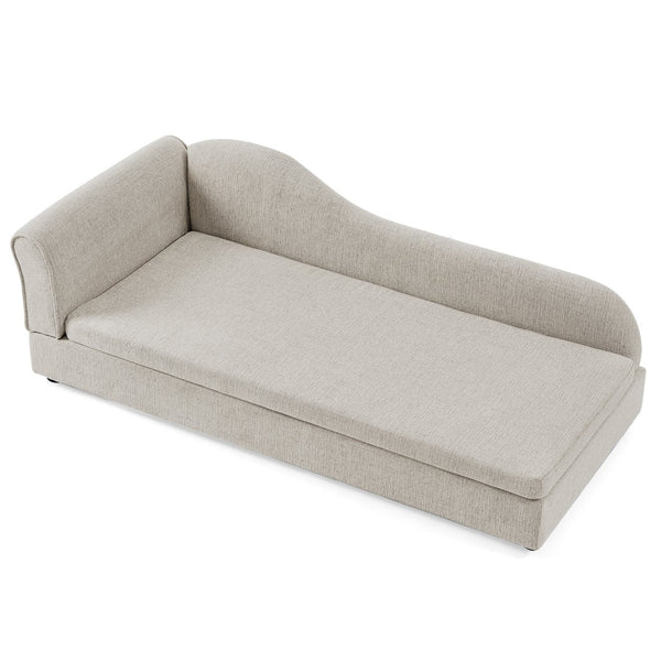 English Elm Oversized Pet Sofa Linen Upholstered Wave Backrest for Large Dogs Modern Living W487P430331