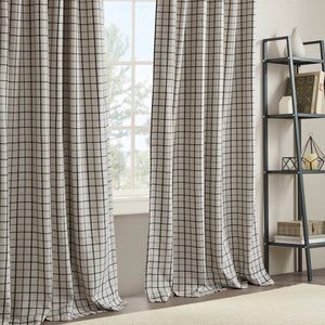 JLA Home Madison Park - Plaid Thermal Fleece Lined Curtain Panel — Heavyweight Plaid Insulating Drapery for Cozy, Filtered Light Black MP40-8734