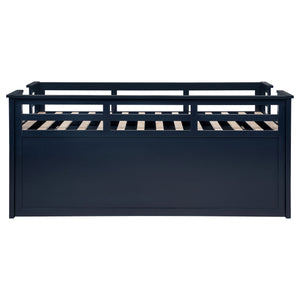 English Elm Starboard Twin Captain Bed with Trundle Storage Drawers and Guardrails for Kids B062S01453