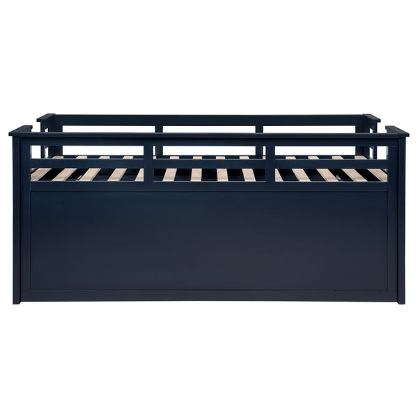 English Elm Starboard Twin Captain Bed with Trundle Storage Drawers and Guardrails for Kids B062S01453
