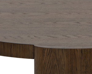 Sunpan Alouette Round Coffee Table - Modern Design with Light Brown Oak Veneer Top and Unique Character Distressed Brown V2