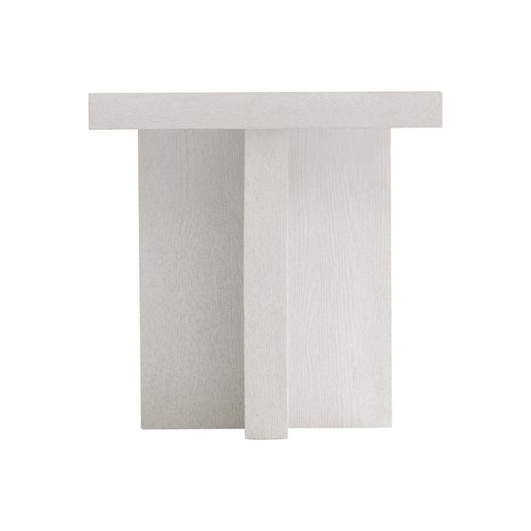 Bernhardt Bernhardt Sandblasted White Blythe Side Table — Modern Rustic Square Top With Cross-Shaped Base, 24" 485111