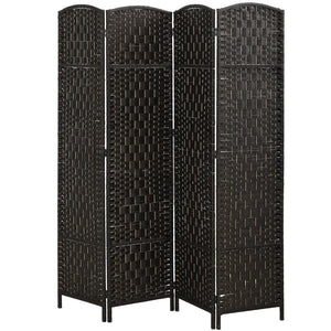English Elm Tall Four Panel Woven Paper Rope Folding Screen Arched Poplar Room Divider T3971P469004