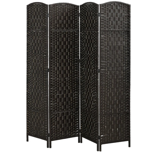 English Elm Tall Four Panel Woven Paper Rope Folding Screen Arched Poplar Room Divider T3971P469004