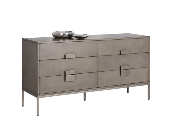Sunpan JADE DRESSER - Timeless Antique Silver Elegance in Ash Grey with Ample Storage for Every Bedroom 104083