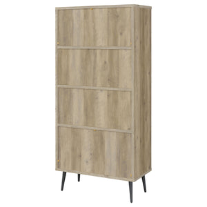 English Elm Minerva Staggered Shelf Bookcase with Drawers in Distressed Pine Scandinavian Style B062P447806