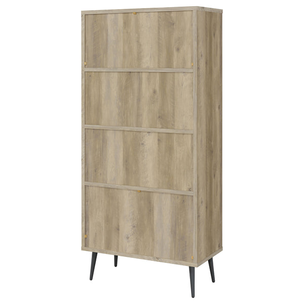 English Elm Minerva Staggered Shelf Bookcase with Drawers in Distressed Pine Scandinavian Style B062P447806