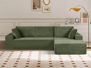 English Elm Cozyform Convertible Sectional Sofa - Soft Corduroy, No Assembly, Versatile Comfy Couch In Dark Green B2735P359710