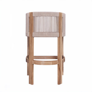 English Elm Christopher Knight Home® - Matera Teak & Beige Barstool Set of 2 – Acacia Wood, Rope Cording, Wraparound Back for Outdoor/Indoor seating N775P255942T