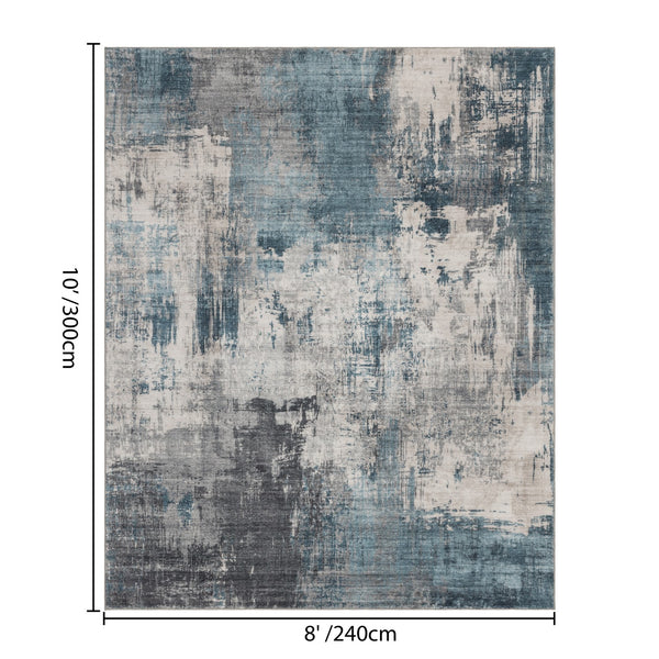 English Elm Crystal Collection Abstract Geometric Low Pile Area Rug for Living Room or Entryway Blue B186P479411