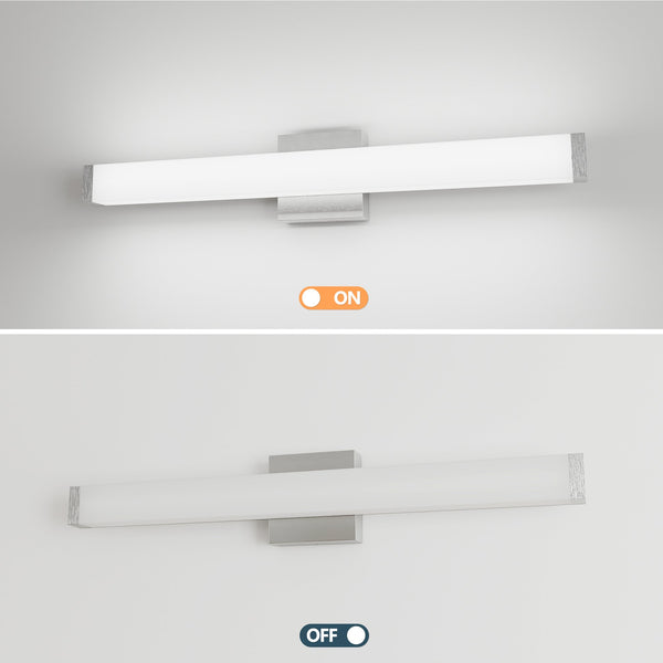 English Elm Bathroom Vanity Light Bar - Modern Brushed Nickel Led Fixture, 25" 14W 6000K Cool White Illumination W2312P374953