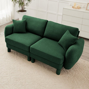 English Elm Boucle Fabric 2-Seater Loveseat Sofa With Shell-Shaped Armrests & Plush Cushions For Comfort W3041S00306