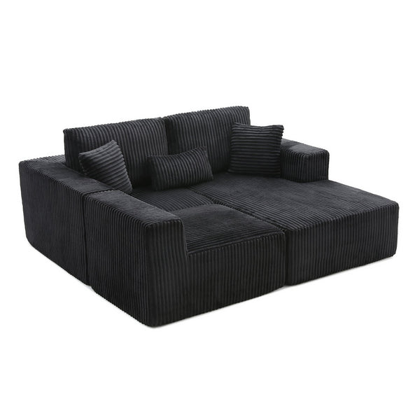 English Elm 109'' Modular L-shape Sectional Deep Seat Corduroy Couch for Living Room Lounge W1117S00304