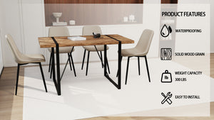English Elm 55" Modern Industrial Dark Wood Dining Table Set With 4 Suede Chairs – Stylish & Durable Design W2189S00172