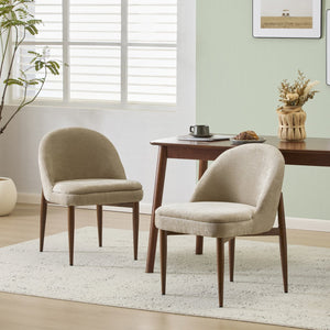 English Elm Christopher Knight Home® - Fabric Chenille Upholstered Iron Dining Chair with Ergonomic Curved Back, Plush Cushioning, Durable Frame Light Camel,Walnut 27.25 L x 24 W x 22.5 H N776P272026M