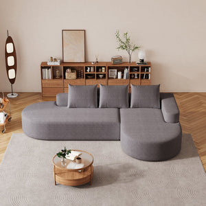 English Elm Modern Curved Sectional Sofa - Soft Chenille Upholstery, Modular Design, 3 Pillows & Easy Setup W834S00452