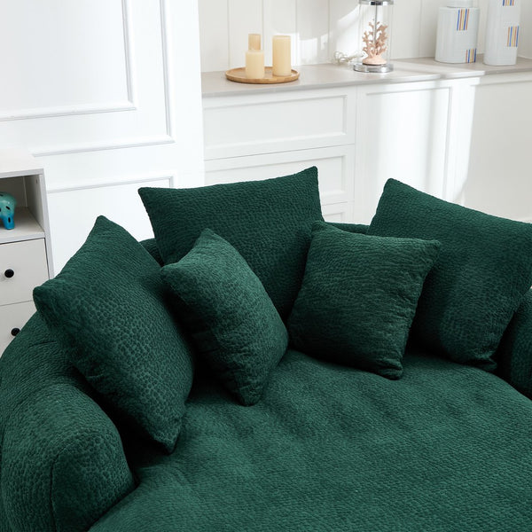 English Elm Oversized Memory Foam Chenille Bean Bag Sofa with Ergonomic Back Support, 3 Large & 2 Small Pillows Emerald W395P359413