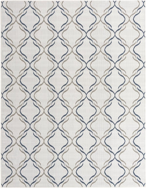 Unique Loom Outdoor Trellis Parmaklik Machine Made Lattice Rug Ivory, Navy Blue/Gray 7' 10" x 10' 0"