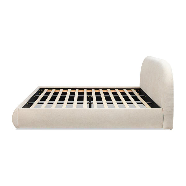 English Elm Jennifer Taylor Home - Archie Puffy Grounded Upholstered Platform Bed in Oatmeal Chenille — Arched Puffy Headboard, No-Box Spring Design, Durable Elegance (90") B2719P320241