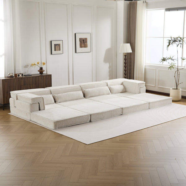 English Elm Compression Modular Sofa Bed - Soft Fleece 4-Seater, Versatile, No-Assembly, Memory Foam Comfort W3723S00031