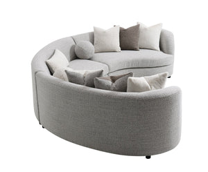 English Elm Ivria Curved Gray Bouclé Sectional Sofa with 9 Down Feather Pillows, Durable Wood Frame, 3‑Seat Comfort B2726S00266