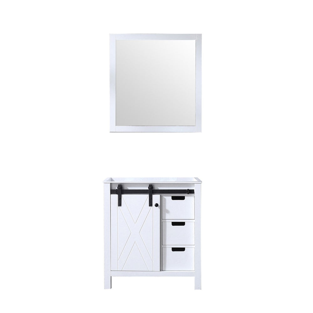 English Elm White Bath Vanity Set With 28 In. Mirror - Stylish 30 In. W Storage Solution For Any Bathroom Style B2731S00522-GIGA