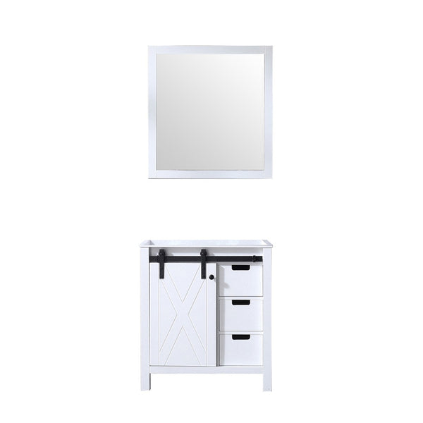 English Elm White Bath Vanity Set With 28 In. Mirror - Stylish 30 In. W Storage Solution For Any Bathroom Style B2731S00522-GIGA