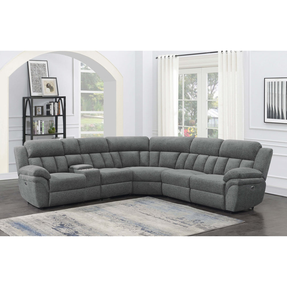 English Elm Divine Six Piece Modular Sectional with Power Recliners and Chenille Upholstery B062S01805