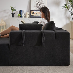 English Elm Modern Chenille Upholstered Sectional Sofa - Flexible L-Shaped Couch Set With 6 Pillows For Comfort W834S00393