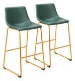 Augusta Barstool - Set of 2 Green & Gold 109961 Zuo Modern