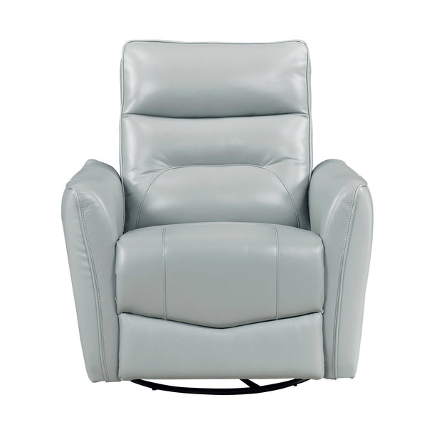 English Elm 1pc Swivel Glider Recliner Chair in Top Grain Leather with 360° Spin, Pocket Coil Support, Durable Solid Wood Frame Aqua 37.25 L x 29.5 W x 32.5 H B011P329237
