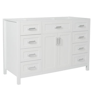 English Elm Christopher Knight Home® - 47" Bathroom Vanity Cabinet Base with 2 Soft-Close Doors & 8 Drawers, Pine Legs, Modern Classic Appeal White N759P337621K