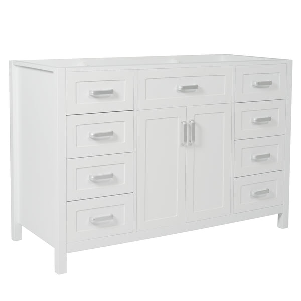 English Elm Christopher Knight Home® - 47" Bathroom Vanity Cabinet Base with 2 Soft-Close Doors & 8 Drawers, Pine Legs, Modern Classic Appeal White N759P337621K