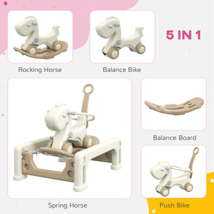 English Elm Qaba 5 in 1 Convertible Rocking Horse Ride on Balance Bike for Toddlers Ages 1 to 6 W2225P229336