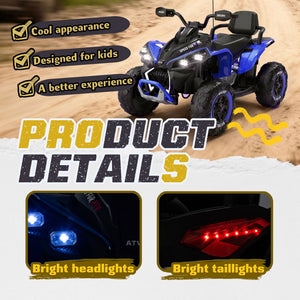 English Elm 24v Kids Electric Atv Xxxl Off-road Ride on with Remote Parental Control and Bluetooth Blue W1578P228313