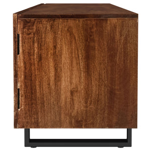 English Elm Harper Solid Mango Wood Media Console with Curved Doors for Large Living Rooms B062P451817