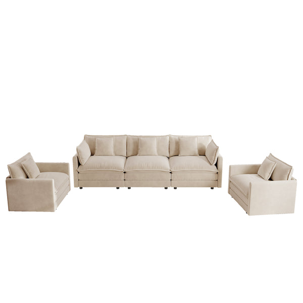 English Elm Sofa 3 Piece Living Room Set Chenille Upholstered with Rounded Arms Modern Style W714S00891