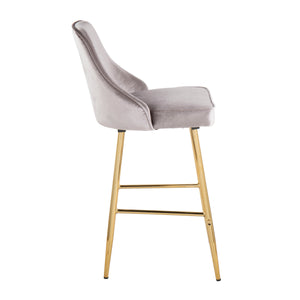 English Elm Contemporary Velvet Upholstered Counter Stools with Gold Tapered Legs Glam Bar Pair B202P221783
