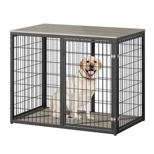 English Elm 47'' Furniture Style Dog Crate with 3 Doors Large Breed Cabinet Side Table Grey W1820P356886