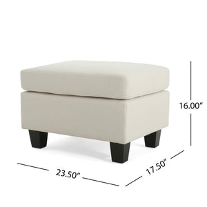 English Elm Upholstered Compact Ottoman with Birch Legs Padded Footrest for Living Room Decor Beige N757P377351I