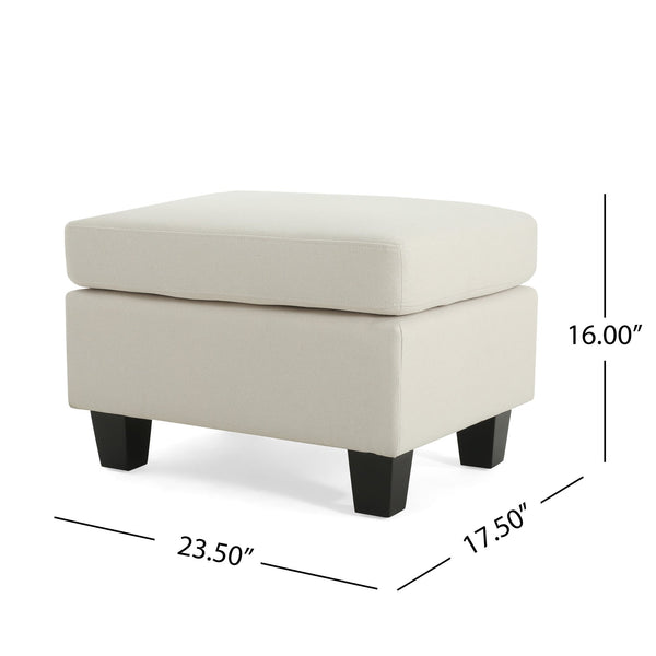 English Elm Upholstered Compact Ottoman with Birch Legs Padded Footrest for Living Room Decor Beige N757P377351I