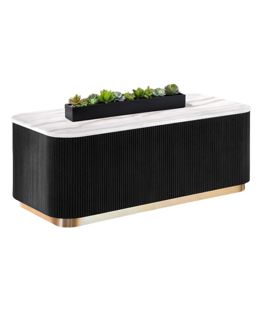 English Elm 3pc Modern Living Room Table Set with Open Bottom Shelf and Plinth Base in Medium Finish, Stylish centerpiece for seating areas Black,Gold,White 38 L x 38 W x 17 H B2741S00655