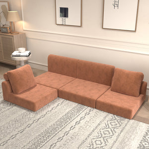 English Elm Convertible Folding Sofa Bed Brick Red Corduroy, Space-Saving Memory Foam Sleeper Couch for Small Spaces W1960S00011